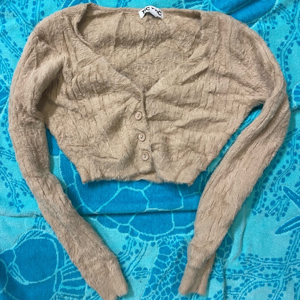 Tic Toc cropped fuzzy cardigan